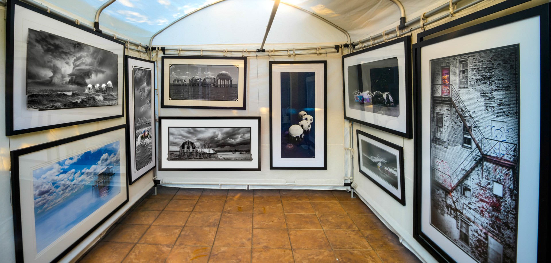 Timothy Hall photography booth displaying framed photographs